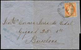 Let SIEGE DE PARIS - 38   40c. Orange, Obl. Cachet ADMON DE CAMBIO BARCELONA 0 09 S. LAC, TTB - 1870 Asedio De Paris
