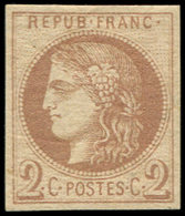 * EMISSION DE BORDEAUX - 40A   2c. Chocolat Clair, R I, Gomme Lég. Altérée, Sinon TB - 1870 Emission De Bordeaux