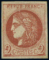 * EMISSION DE BORDEAUX - 40Bf  2c. ROUGE-BRIQUE FONCE, R II, Forte Ch., TB, Certif. Calves - 1870 Emisión De Bordeaux