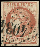 EMISSION DE BORDEAUX - 40B   2c. Brun-rouge, R II, Obl. GC 4034, Belles Marges, TTB. Br - 1870 Bordeaux Printing