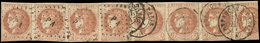 EMISSION DE BORDEAUX - 40B   2c. Brun-rouge, BANDE De 8 Obl. Amb. PA Et Càd BESANCON A PARIS 1/5/71, Un Ex. Entamé, 4 Ex - 1870 Bordeaux Printing