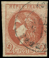 EMISSION DE BORDEAUX - 40Ba  2c. ROUGE BRIQUE, R II, Obl. Càd T17, Nuance Certifiée Calves,TB - 1870 Bordeaux Printing