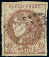 EMISSION DE BORDEAUX - 40Bg  2c. CHOCOLAT, R II, Obl., TB. C - 1870 Bordeaux Printing