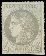 (*) EMISSION DE BORDEAUX - 41B   4c. Gris, R II, PERCE EN LIGNES, Neuf Sans Gomme, TB - 1870 Bordeaux Printing