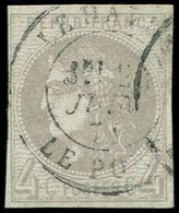 EMISSION DE BORDEAUX - 41B   4c. Gris, R II, Obl. Càd LE HAVRE LE PORT 6/71, TB. C - 1870 Bordeaux Printing