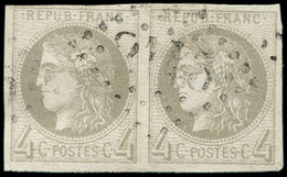 EMISSION DE BORDEAUX - 41B   4c. Gris R II, PAIRE, Oblitération GC, TB. C - 1870 Emisión De Bordeaux