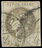 EMISSION DE BORDEAUX - 41Bc  4c. Gris Noir, R II, Position 14, Oblitéré, TB - 1870 Bordeaux Printing