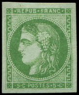 * EMISSION DE BORDEAUX - 42B   5c. Vert Jaune, R II, 3ème état, TB, N° Cérès 42Bk. C - 1870 Emisión De Bordeaux