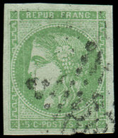 EMISSION DE BORDEAUX - 42B   5c. Vert-jaune, Obl. GC, VARIETE "ligne Verticale", TB - 1870 Emisión De Bordeaux