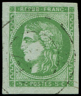 EMISSION DE BORDEAUX - 42B   5c. Vert-jaune, R II, Grandes Marges, Oblitéré Càd T17, TB - 1870 Emisión De Bordeaux