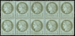 ** CERES DENTELE - 50    1c. Vert-olive, BLOC De 10, Pet. Ch. Sur 4 Timbres, TB - 1849-1876: Classic Period