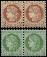 * CERES DENTELE - 51    2c. Rouge Brun, PAIRE Et N°53 5c. Vert S. Azuré, PAIRE Pelurage, Aspect TB - 1849-1876: Periodo Classico