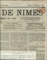 Let CERES DENTELE - 51    2c. Rouge-brun, Obl. TYPO Sur Journal GAZETTE DE NIMES Du 3/9/73 + N°51 Obl. Càd T17 NIMES 4(9 - 1849-1876: Periodo Classico