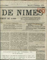 Let CERES DENTELE - 51    2c. Rouge-brun, Obl. TYPO Sur Journal GAZETTE DE NIMES Du 3/9/73 + N°51 Obl. Càd T17 NIMES 4(9 - 1849-1876: Periodo Clásico