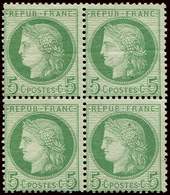 * CERES DENTELE - 53a   5c. Vert-jaune Sur Blanc, BLOC De 4, Infime Pli Horizontal, Aspect TB - 1849-1876: Periodo Classico
