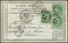 Let CERES DENTELE - 53    5c. Vert (3) Obl. Bureau De Passe 1307 15/11/73 S. CP De LYON, Càd GARE De MOUCHARD 15/11, Arr - 1849-1876: Classic Period