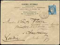 Let CERES DENTELE - 60A  25c. Bleu, T I, Obl. Etoile R. Taitbout 20/5/73 S. Env. Académie Nat. Agricole Manufacturière E - 1849-1876: Periodo Classico