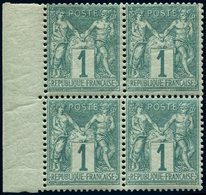 * TYPE SAGE - 61    1c. Vert, BLOC De 4 Bdf, TB - 1876-1878 Sage (Type I)