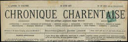 TYPE SAGE - 61    1c. Vert Obl. TYPO S. Fragt De "LA CHRONIQUE CHARENTAISE" Du 30/6/77, R Et TB - 1876-1878 Sage (Type I)