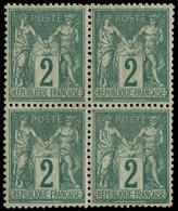 * TYPE SAGE - 74    2c. Vert, BLOC De 4, Bon Centrage, TB - 1876-1878 Sage (Type I)