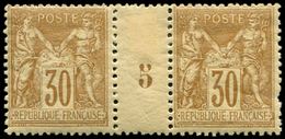 ** TYPE SAGE - 80   30c. Brun-jaune, PAIRE Mill.5, Une Dent Courte Sur L'un, Ch. S. Interp., TB - 1876-1878 Sage (Type I)