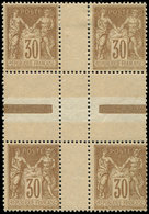 ** TYPE SAGE - 80   30c. Brun-jaune, BLOC De 4 Avec Ponts (en Croix), 2 Ex. *, TB - 1876-1878 Sage (Type I)