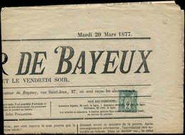 Let TYPE SAGE SUR LETTRES - N°74 Obl. TYPO Sur Journal "L'INDICATEUR De BAYEUX" Du 20/3/77, TB - 1877-1920: Periodo Semi Moderno