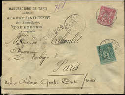 Let TYPE SAGE SUR LETTRES - N°75 Et 81 Obl. Càd TOURCOING 14/4/87 Sur Env. CHARGE, TB - 1877-1920: Periodo Semi Moderno