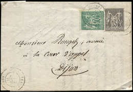 Let TYPE SAGE SUR LETTRES - N°76 Et 77 Obl. Càd T17 (  )TEAUX 7/3/77 S. LAC, TB - 1877-1920: Semi Modern Period