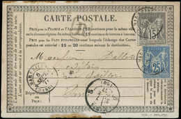 Let TYPE SAGE SUR LETTRES - N°77 Et 79 Obl. MARSEILLE 6/9/77 Sur CP Rec., Qqs Rousseurs, R Et TB - 1877-1920: Semi Modern Period