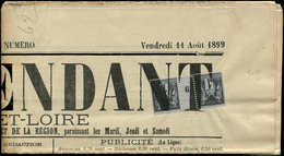 Let TYPE SAGE SUR LETTRES - N°83 PAIRE Mill.9 Obl. TYPO Sur "L'INDEPENDANT DE SAONE ET LOIRE" Du 11/8/99, Superbe, Cote  - 1877-1920: Periodo Semi Moderno