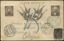 Let TYPE SAGE SUR LETTRES - N°89 Obl. PARIS 6/10/96 S. CP Visite Du Tsar, Taxe Allemande 25, Illustrations Inadmises, TB - 1877-1920: Semi Modern Period