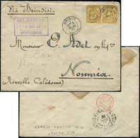 Let TYPE SAGE SUR LETTRES - N°92 PAIRE Obl. Càd BORDEAUX 8/3/82 S. Env. Pour Nouméa, Au Verso RR Càd N.C.POSTE/B.M. NOUM - 1877-1920: Semi Modern Period