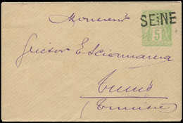 Let TYPE SAGE SUR LETTRES - Env. Entier 5c. Vert-jaune Obl. Jour De L'An "SEINE" Pour Tunis, TB - 1877-1920: Semi Modern Period