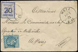 Let ALSACE-LORRAINE - Affranchissements Mixtes Avec France N°6 20c. Bleu Obl. Càd METZ 13/7/71, MIXTE Avec N°29B Obl. ET - Covers & Documents