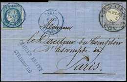 Let ALSACE-LORRAINE - Affranchissements Mixtes Allemagne France N°60A 25c. Bleu Obl. Càd Bleu PARIS ETRANGER 12/5/72, MI - Covers & Documents