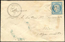 Let COMTE DE NICE - Oblitérations Sur Timbres Français N°60 25c. Bleu, Obl. GC 607 Sur Env., Càd T24 BREIL 3/1/72, TB - 1849-1876: Periodo Clásico