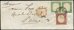 Let DUCHE DE SAVOIE - Oblitérations Sur Timbres Sardes : N°9 + 10 Paire (touchée) Obl. AIX LES BAINS 29/7/55 S. Env. Pou - 1849-1876: Classic Period