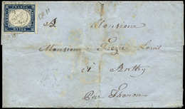 Let DUCHE DE SAVOIE - Oblitérations Sur Timbres Sardes N°12 Obl. Càd Sarde BONNEVILLE 9/8/57 S. LSC De MARIGNIER, Marque - 1849-1876: Classic Period