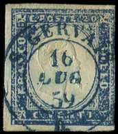 DUCHE DE SAVOIE - Oblitérations Sur Timbres Sardes N°12 20c. (effl.), Obl. Càd Sarde Bleu S. GERVAIS 16/7/59, TB - 1849-1876: Classic Period