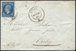 Let DUCHE DE SAVOIE - Oblitérations Sur Timbres Français N°14A Obl. Càd Sarde EVIAN 6/8/60 S. Env., TB, Cote Cérès 1650 - 1849-1876: Classic Period