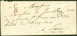 Let LETTRES DE PARIS - MP De Boitier C8 En Rouge Et C/P.P. S. LAC De 1817, TB - 1849-1876: Periodo Clásico