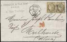 Let LETTRES DE PARIS - N°56 PAIRE Obl. Etoile S. LAC, Càd Octog. LEX PARIS E1 24/9/73, Arr. MUHLHAUSEN, TTB - 1849-1876: Periodo Clásico