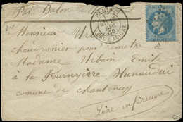 Let BALLONS MONTES - N°29B Obl. Etoile 23 S. Env., Càd Rue Aligre 17/12/70, Arr. CHANTENAY Loire Inf. 22/12, TB. LE DAVY - War 1870