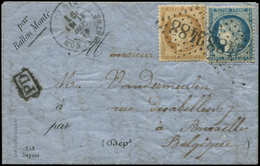 Let BALLONS MONTES - N°36 Et 37 Obl. GC 2488 Refait S. LAC Formule Bouquillard, Càd Taxe 15c. MONTMARTRE 18/12/70, Pour  - War 1870