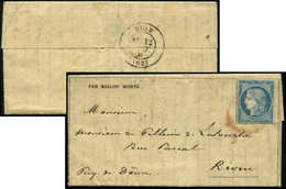 Let BALLONS MONTES - N°37 Obl. Càd Rouge PARIS (SC) S. Gazette N°24 Du 7/1/71, Arr. RIOM 12/1, TB. LE GAMBETTA - War 1870