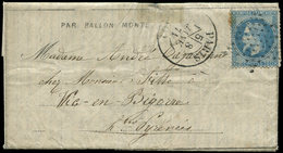 Let BALLONS MONTES - N°29B Obl. Etoile S. DEPECHE BALLON N°20, Texte Intéressant, Càd PARIS 8/1/71, Arr. VIC-en-BIGORRE  - War 1870