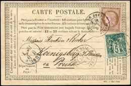 Let DESTINATIONS - N°54 Et 64 Obl. Càd Gare Du Nord 7/9/76 S. CP Pour KOENIGSBERG Avec Arrivée, TB - 1849-1876: Periodo Clásico