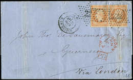 Let DESTINATIONS - N°23 PAIRE (1 Ex. Pli D'archive) Obl. Etoile 22 S. LAC, Càd R. Du Helder 30/9/63, Passage LONDON 1/10 - 1849-1876: Periodo Clásico