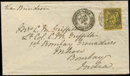 Let DESTINATIONS - N°93 Obl. Càd BOULOGNE-S-MER 26/8/81 S. Env., Arr. MHOW INDIA 18/9, TB - 1849-1876: Classic Period